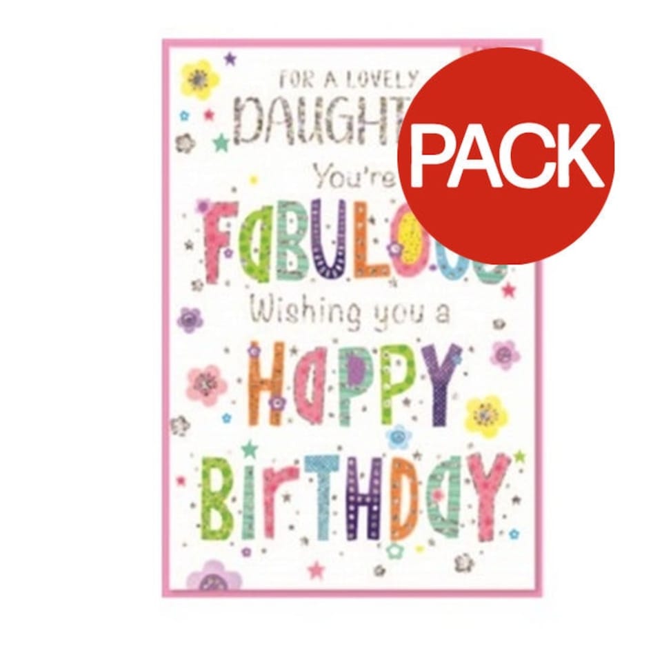 Simon Elvin For A Lovely Daughter Flowers Greetings Card (Pack of 6) - Multicoloured - One Size