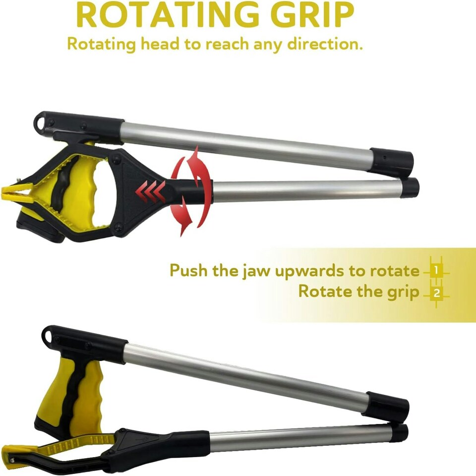 image 1 of Straame Pack of 2, Foldable Grabber Tool – Magnetic Tip, (Yellow)