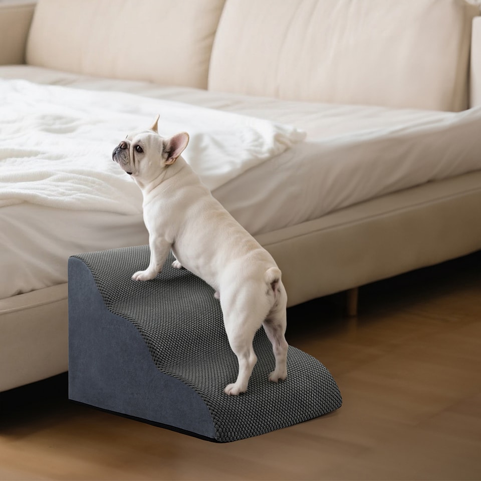 image 1 of Skylos 3 Step Dog Ramp Stairs for Small Pets Bed Sofa Foam Non-Slip Washable