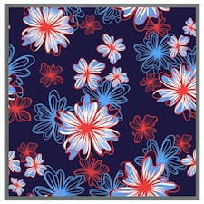 Red, white & blue flower print (Picture Frame) Grey | XS