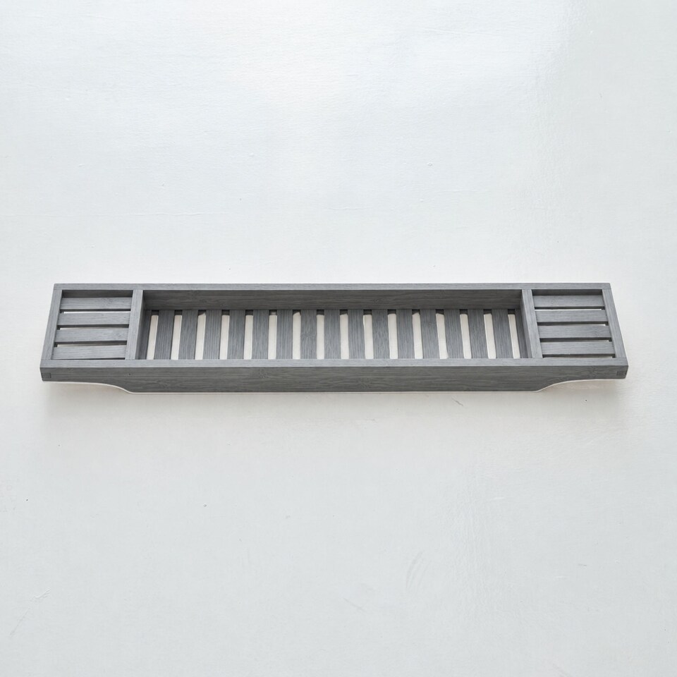 image 1 of Bamboo Bath Tray Bathtub Shelf Wine Soap Holder Rack Bath Caddy