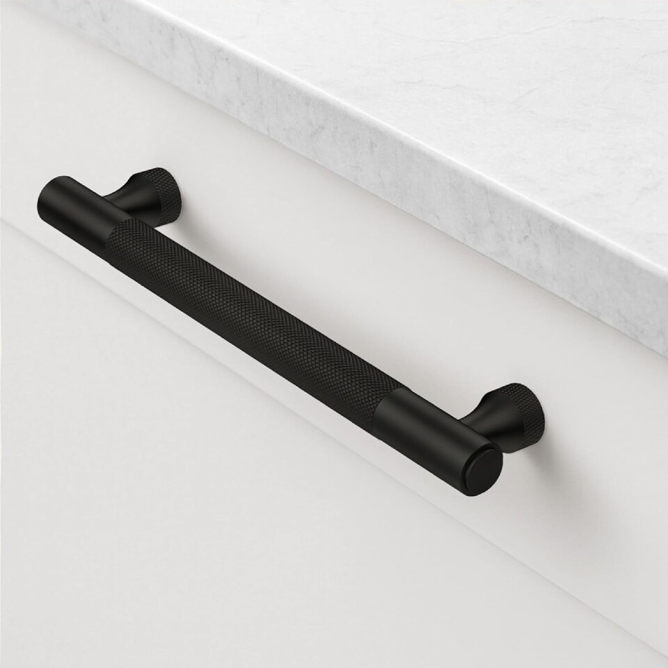 image 1 of Pushka Home Solid Brass Knurled Bar Handle 632mm - Black