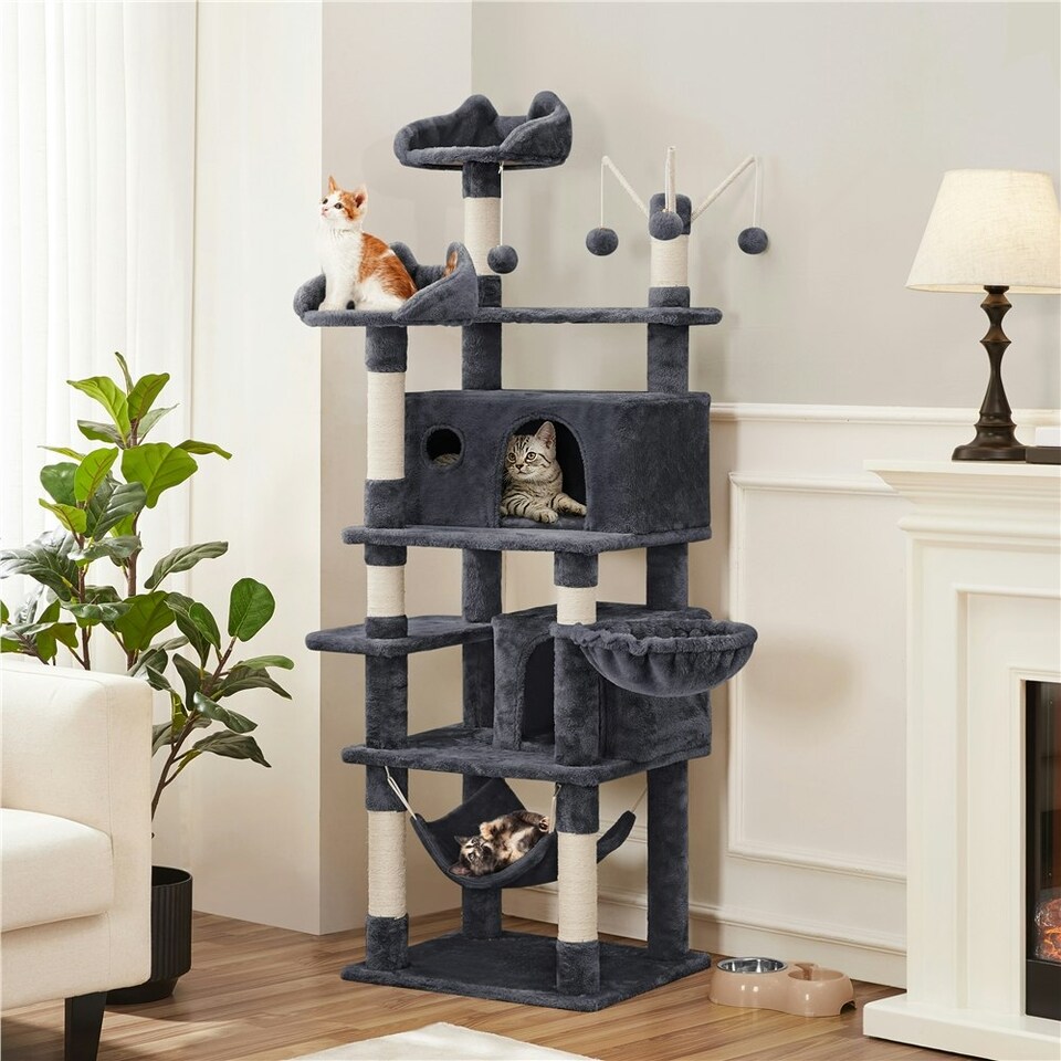 image 1 of Yaheetech 170 cm Multi-Level Cat Play House Dark Grey