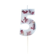 Pressed Petal Number 5 Shaped Candle