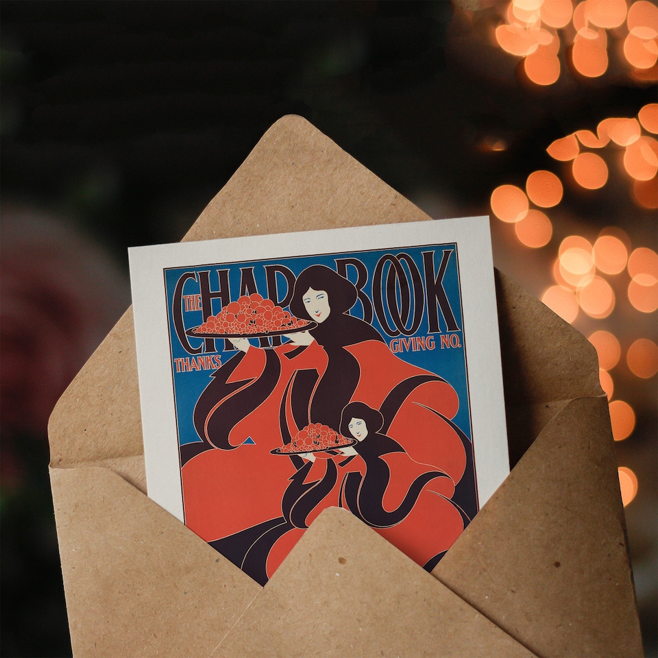 image 1 of W H Bradley The Chapbook Vintage Thanksgiving Cover Art Greeting Card