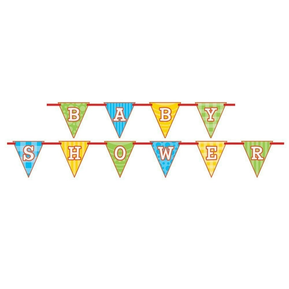 Unique Party Flags Baby Shower Bunting - Blue/Green/Yellow - One Size