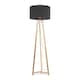 image 1 of ValueLights Lottie Natural Wood Tripod Floor Lamp Charcoal Boucle Shade | Grey