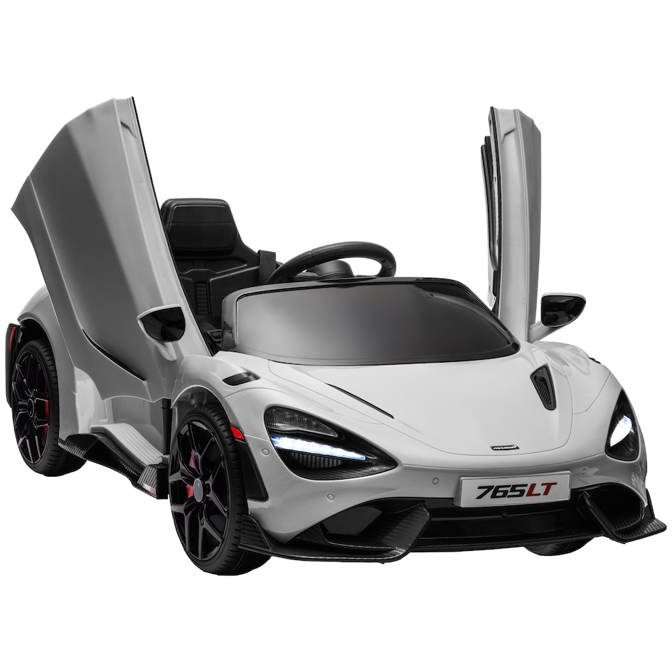 image 1 of AIYAPLAY McLaren 765LT Licensed Electric Car for Kids with Butterfly Doors, 12V Kids' Electric Ride on with Remote Control, Transport Wheels, LED Lights, MP3 Music, Horn, for 3-6 Years, Grey