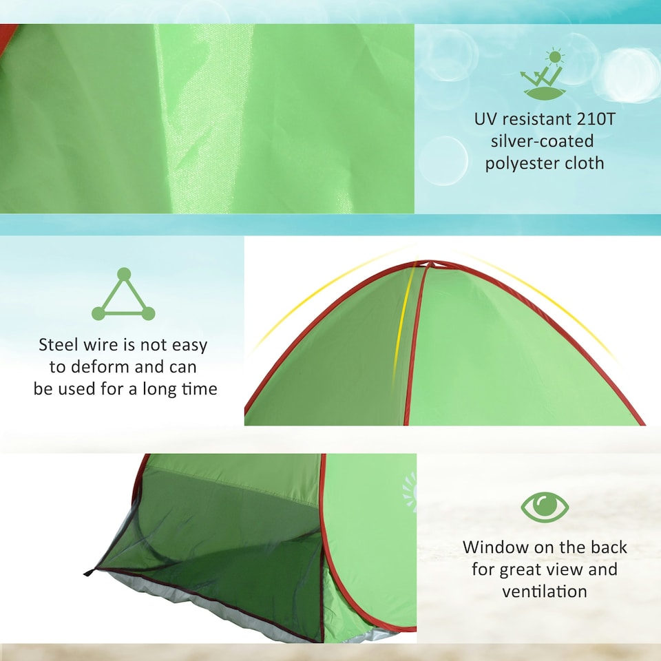 image 1 of Outsunny 2-3 Person Pop up Tent Instant Camping Tent Sun Shade Shelter