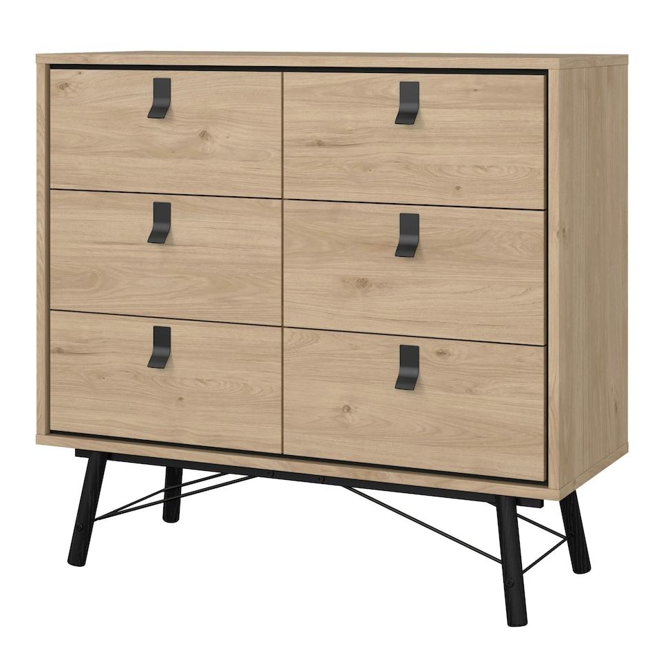 image 1 of Ry Small Double Chest of Drawers 6 Drawers in Jackson Hickory Oak
