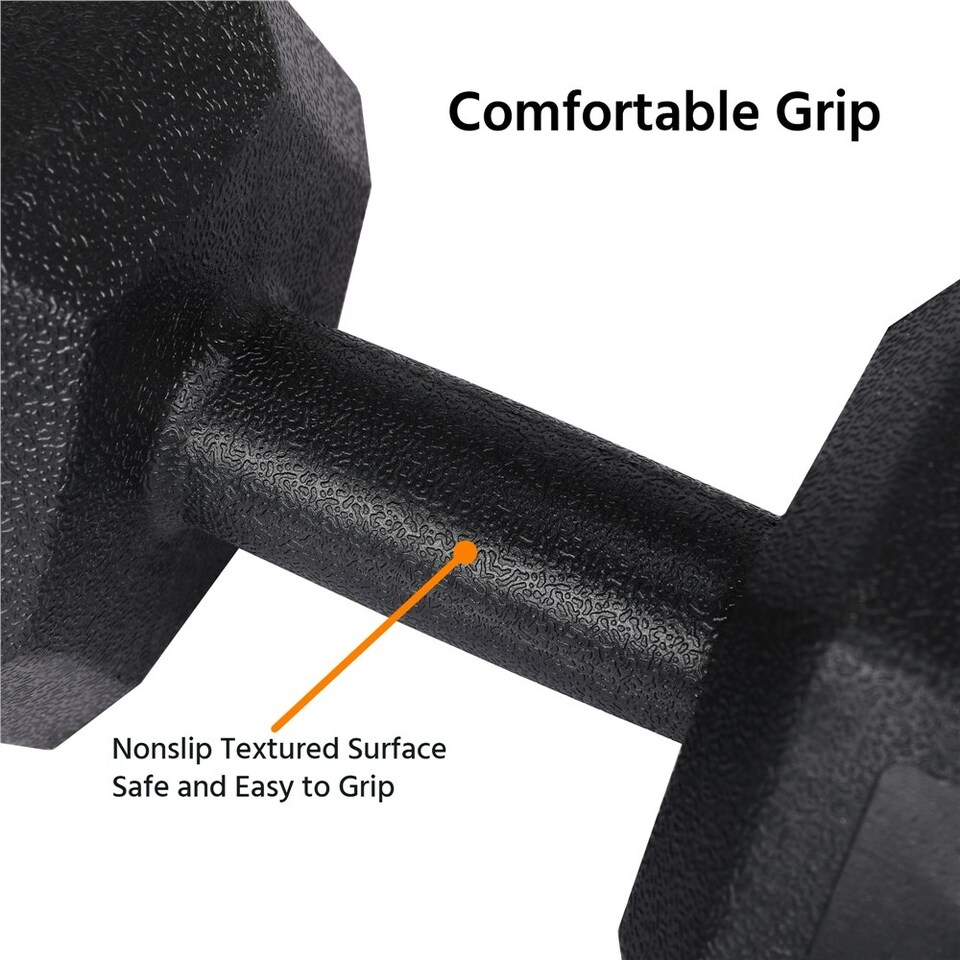 image 1 of Yaheetech 2x7.5kg (Sold in Pair) Hex Dumbbells Set Black