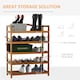 image 3 of HOMCOM 5-Tier Shoe Rack, Acacia Wooden Shoe Storage Organiser with Hangers, Holds up to 19 Pairs, for Entryway, Living Room, 64 x 26 x 82 cm, Teak