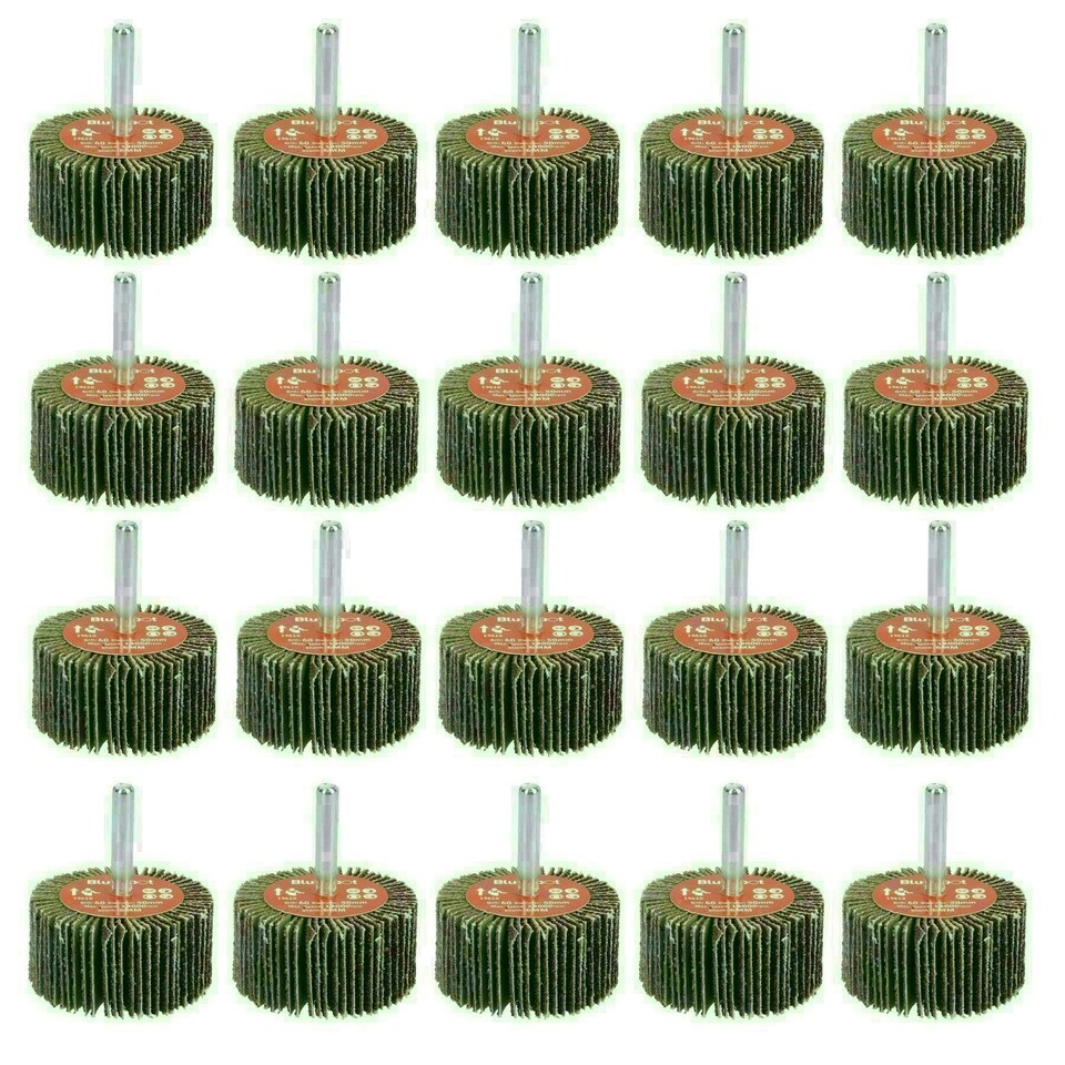 image 1 of 60 Grit 50mm Flap Wheel Disc Abrasive Sanding Pads For Drills 6mm Shank 20pc
