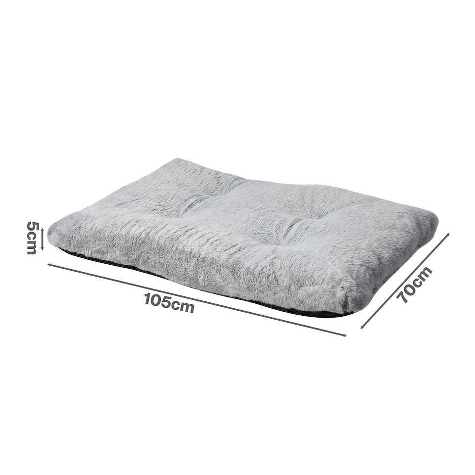image 1 of Skylos Large Dog Bed Soft Plush Washable Cat Cushion Pet Crate Pad Mat | Grey | 105 x 70cm | One Size