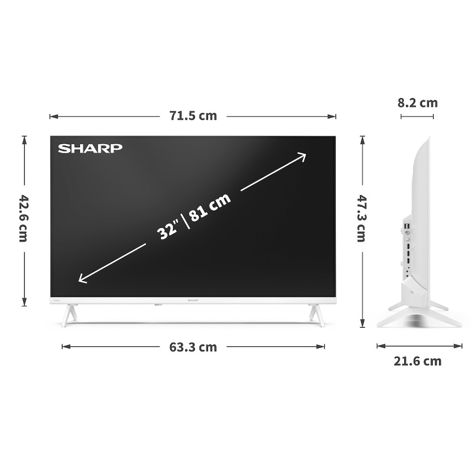 image 1 of SHARP 32HE2245KW 32 Inch HD TiVo Smart TV Frameless - White