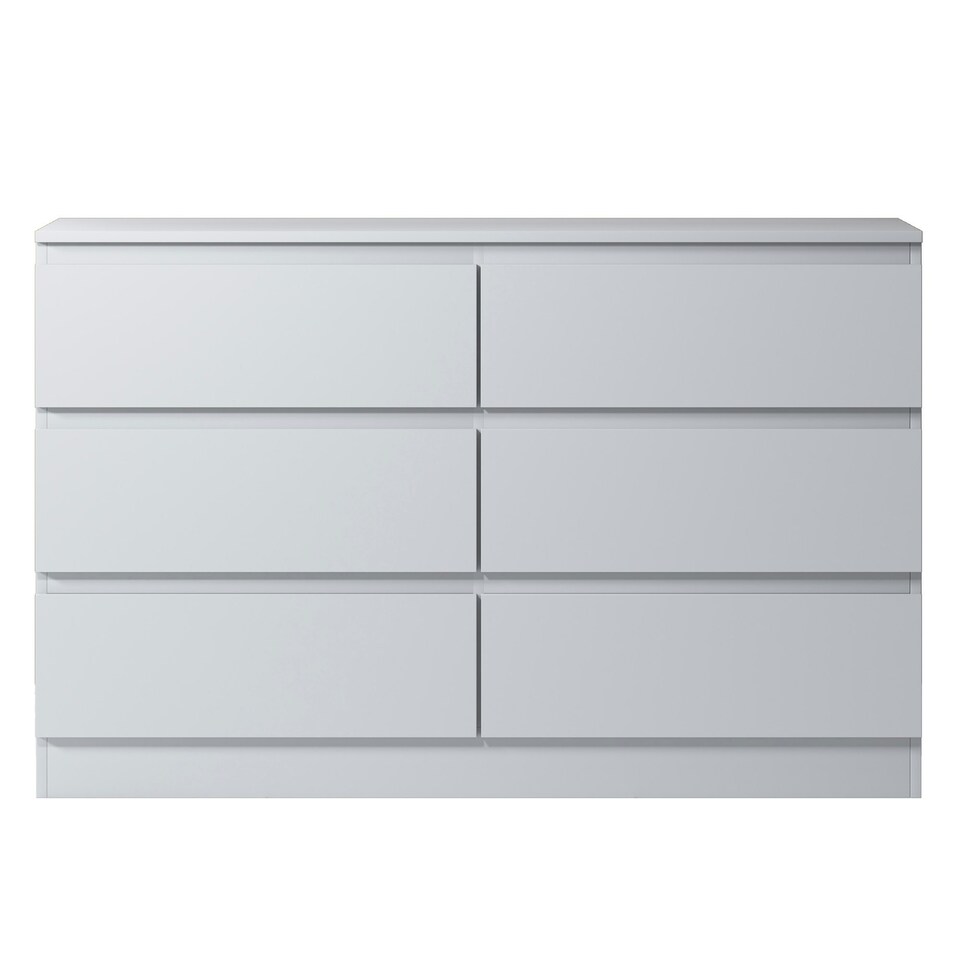 image 1 of FWStyle Carlton 6 Drawer Wide 3+3 Chest Of Drawers - Matt White