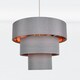 image 3 of First Choice Lighting Set of 2 Staggered 3 Tier Grey Faux Silk Slub Fabric Ceiling Adjustable Flush Shade with Copper Board Inner Chrome | Grey