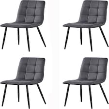 MCC Direct Henri Faux Suede Leather Dining Chairs Set of 4 Dark Grey
