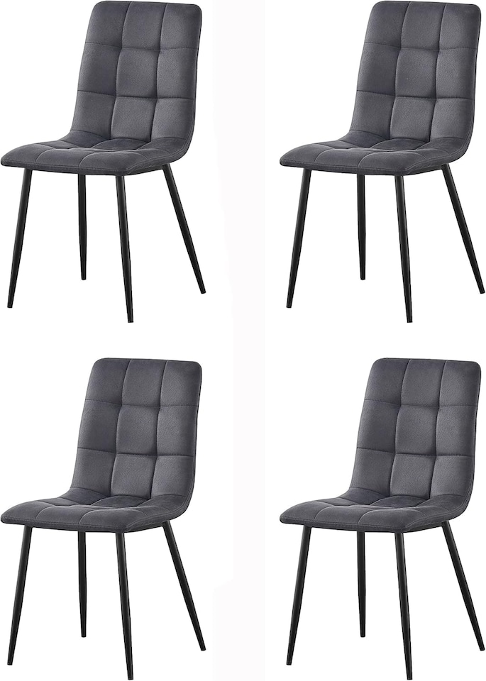 image 1 of MCC Direct Henri Faux Suede Leather Dining Chairs Set of 4 Dark Grey