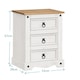 image 4 of Corona White Large 3 Drawer Bedside Cabinet Solid Wood Pine Wooden Bedroom