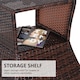 image 4 of Outsunny Rattan Wicker Tea Coffee Table w/ Umbrella Hole Storage Space Brown