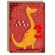 image 1 of Spiky Yellow Red Dinosaur Cartoon Cute 2nd 2 Year Old Child Kids Birthday Card