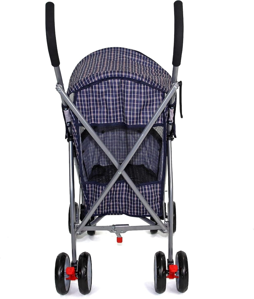 image 1 of Pet Stroller Dog Cat Puppy Pram Pushchair Travel Cart Jogging Buggy Carrier (Blue Tartan with Cover)