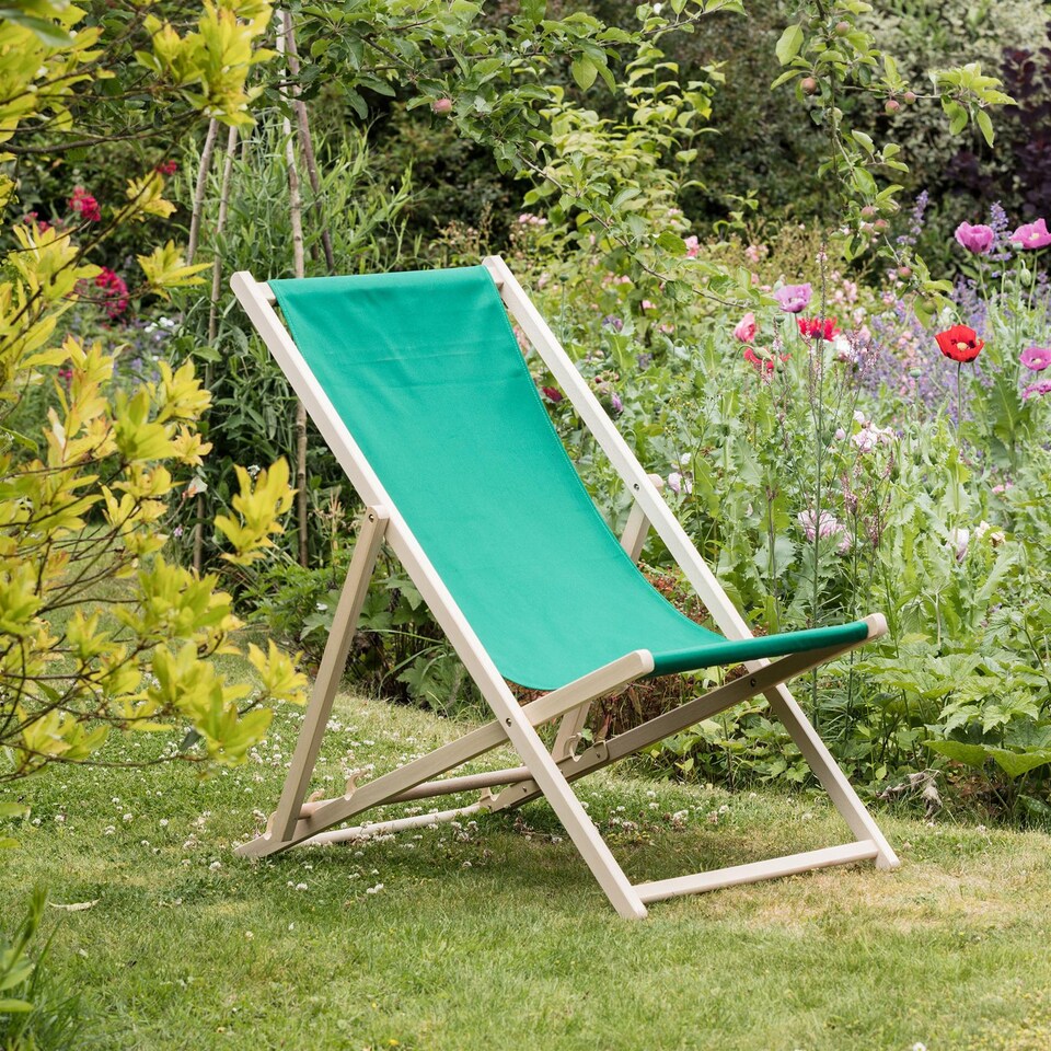 image 1 of Harbour Housewares Folding Wooden Deck Chairs - Green - Pack of 2 | Green | Green