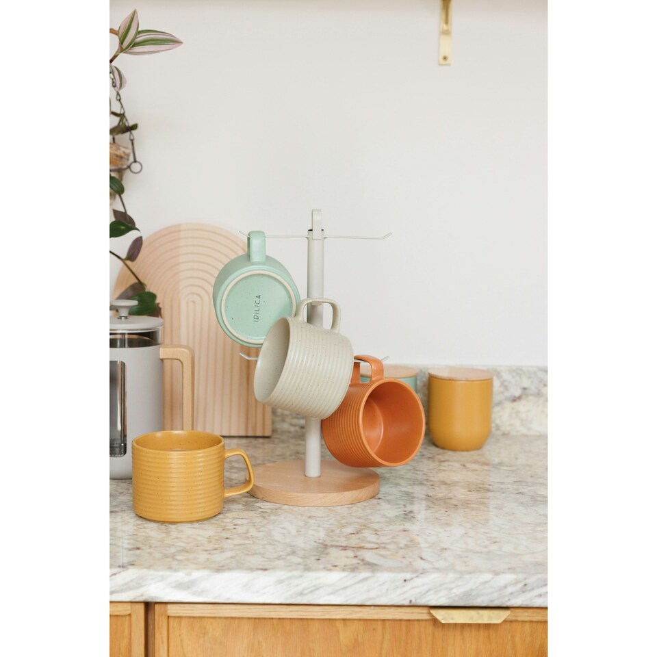 image 1 of KitchenCraft Mug Tree Wood Metal | Brown