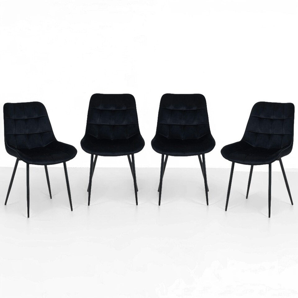 image 1 of Erica Plush Velvet Comfort Dining Chairs - Set of 4 Grey