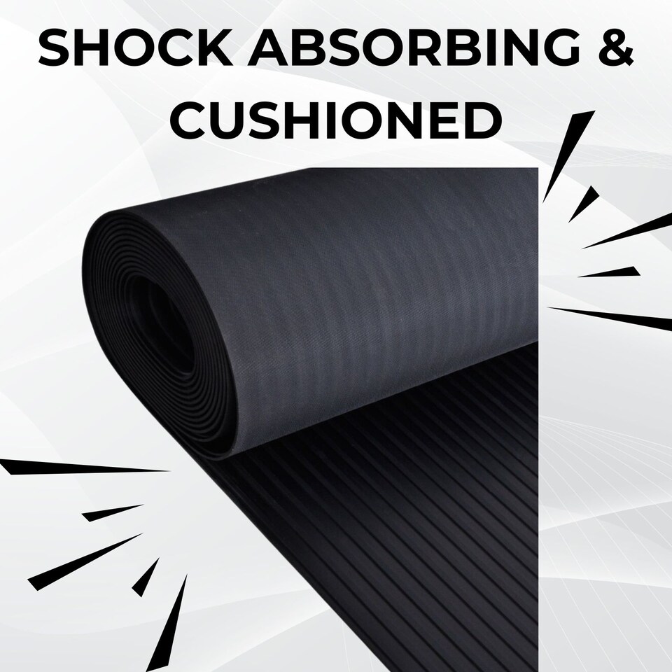 image 1 of Rubber Flooring Matting - 2m x 10m x 3mm - Wide Ribbed - Workshop Garage Shed Van Non-Slip