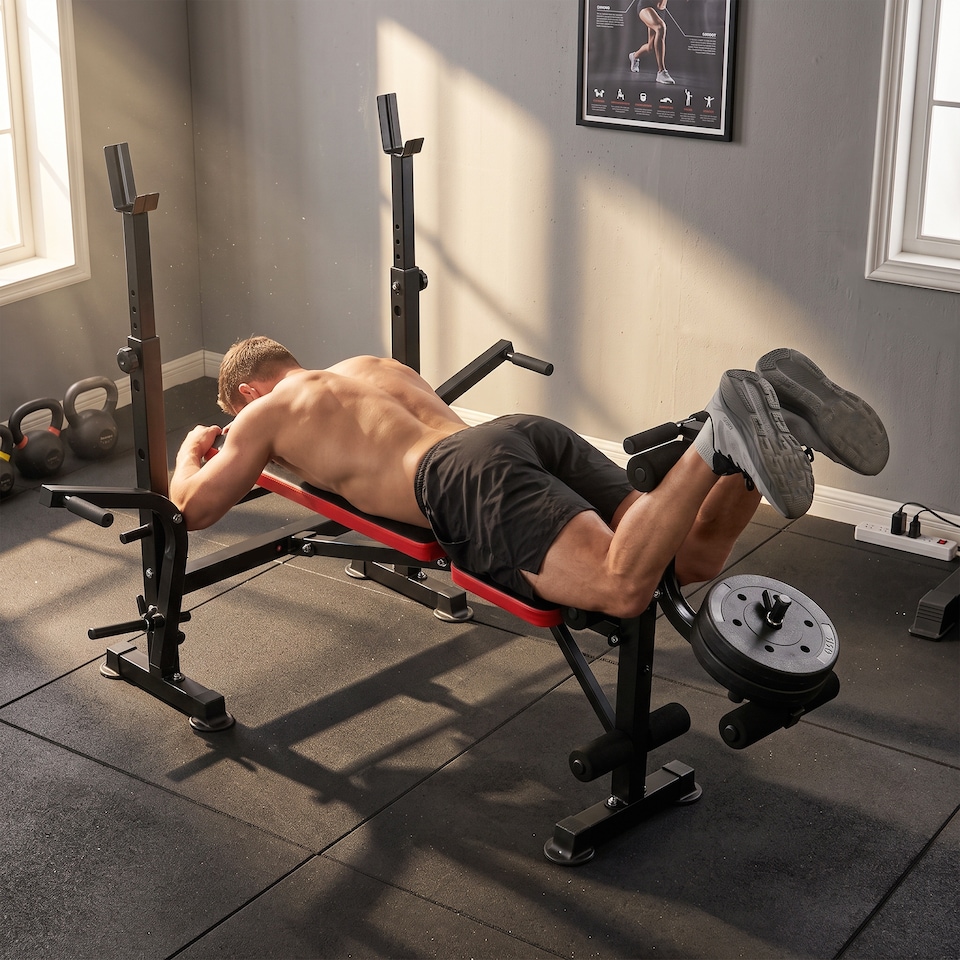 image 1 of HOMCOM Multi-Function Adjustable Weight Training Bench Gym Fitness Lifting