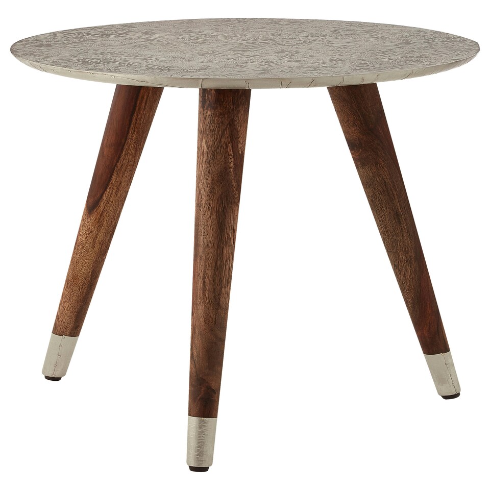 image 1 of Interiors by Premier Sturdy Metal And White Finish Carve Side Table, Versatile Side Table By Couch, Classic Profile Corner Table