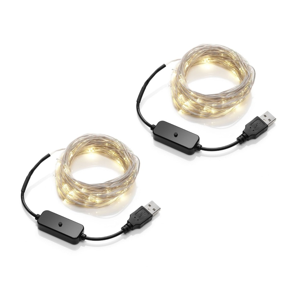 image 1 of Auraglow Micro LED String Lights - USB - 10 Metres | White | Black