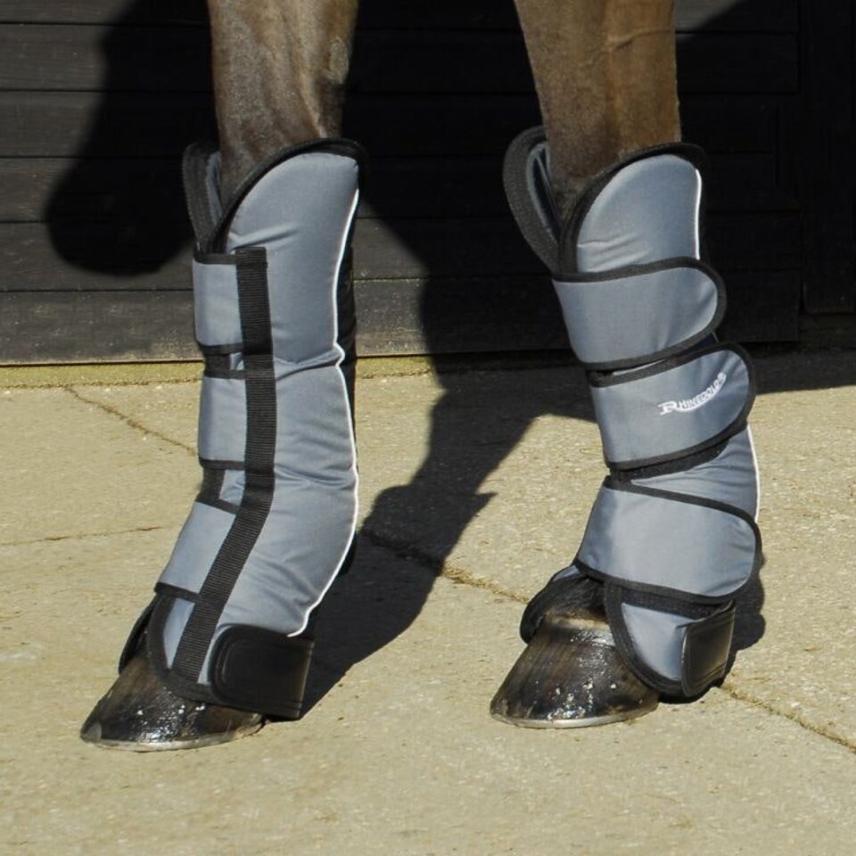 image 1 of Rhinegold Elite Full Length Travel Boots Blue | Colour: Turquoise/Navy
Size: Full