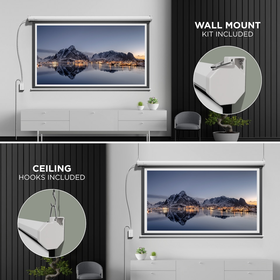 image 1 of 72" Electric Motorised Projector Screen with Remote & Wall Mount