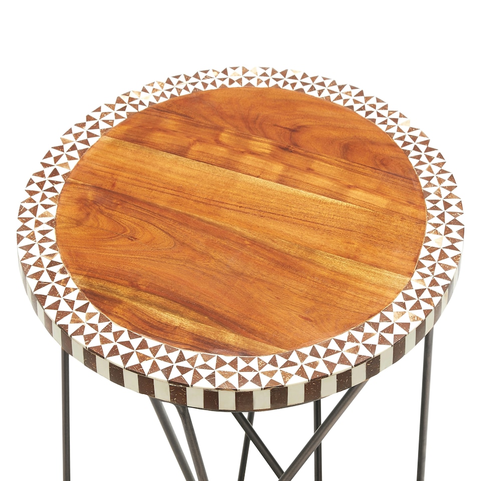 image 1 of Versatile Round Acacia Wood Side Table, Modern Design Round Side Table, Functional Modern Side Table Cream