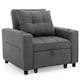 image 1 of Hudson 1-Seater Sofa Bed Linen Fabric with Cup Holders (Grey)