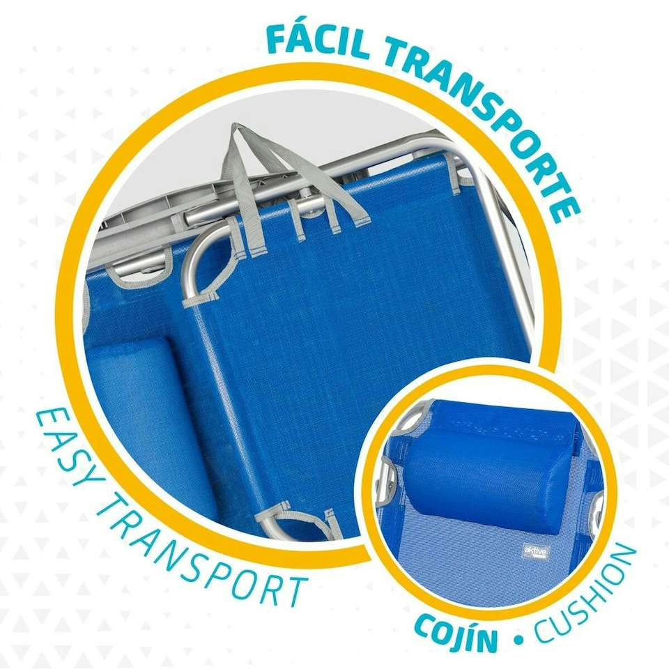 image 1 of Folding Chair with Headrest Aktive Gomera Blue 48 x 84 x 46 cm (2 Units) N/A
