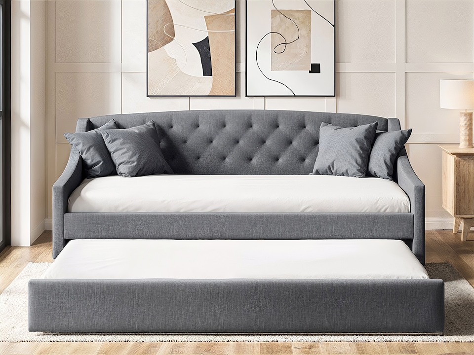 image 1 of Flair Aurora Daybed with Trundle Grey Linen