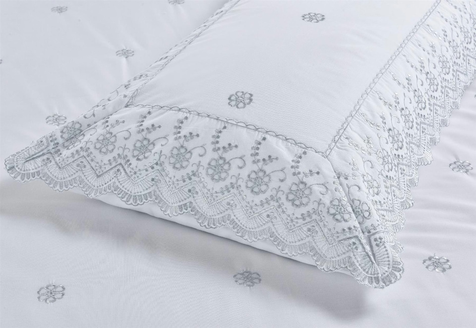 image 1 of Arielle White Duvet Cover Set | White | King