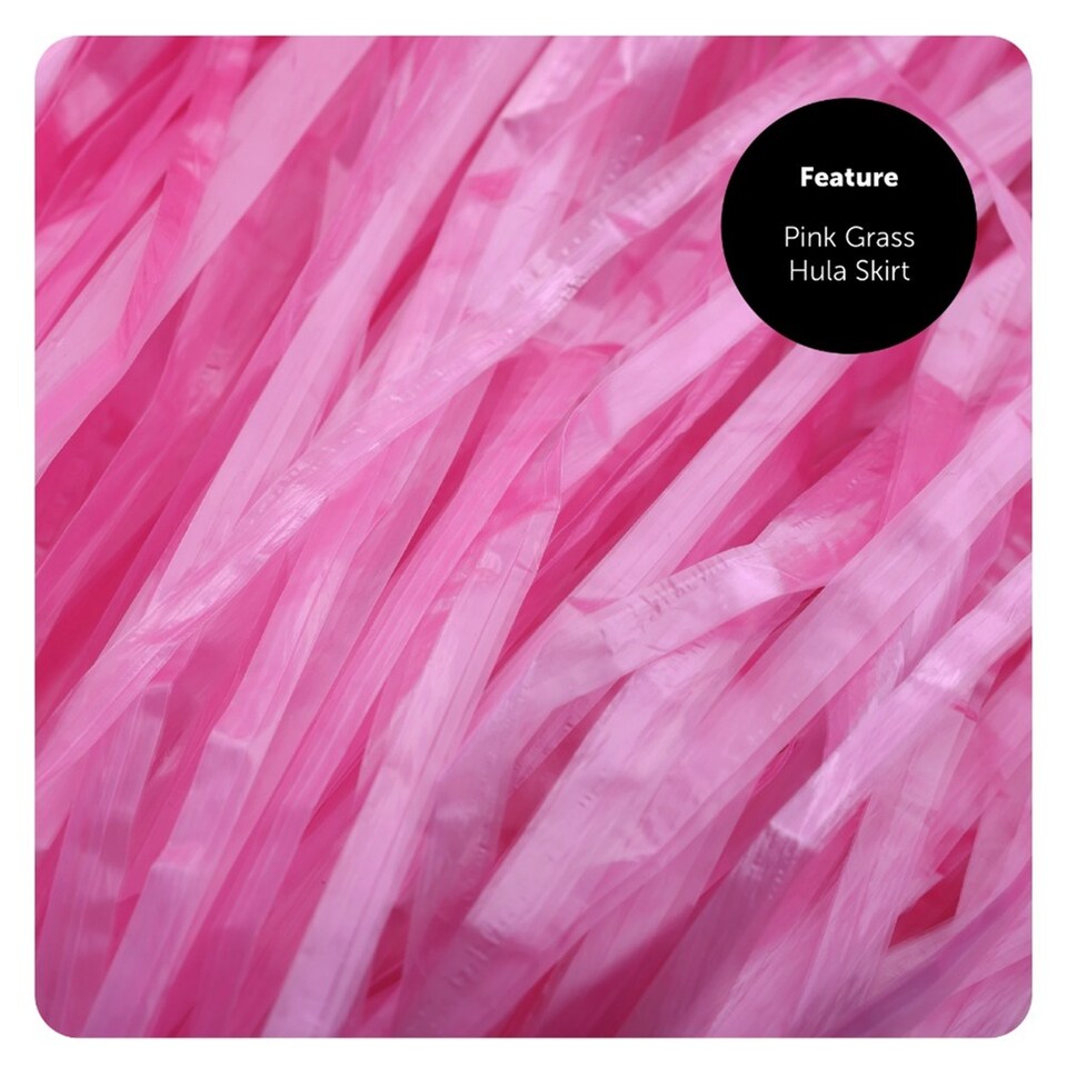 image 1 of 80cm Hawaiian Long Pink Hula Skirt & Lei | Pink | 3