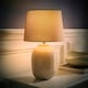 image 1 of ValueLights Harrison Tapered Shade Grey Geo Ribbed Pattern Gloss Medium Table Lamp with Bulb Grey