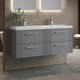 image 4 of Retro 4 Drawer Wall Hung Vanity Unit with Double Ceramic Basin - 1200mm - Satin Grey - Balterley Grey