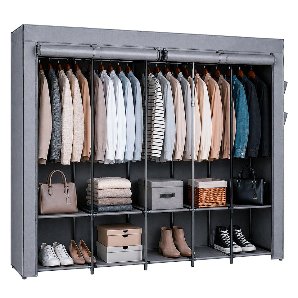image 1 of Harbour Housewares Portable Fabric Wardrobe - 211 x 45 x 167cm