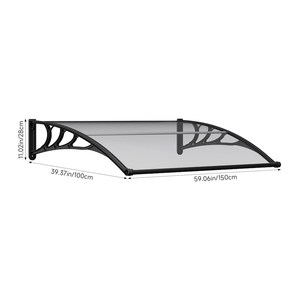 image 1 of Living and Home Awning Canopy for Window and Door with Drainage - 150cm W x 100cm D Dark Grey