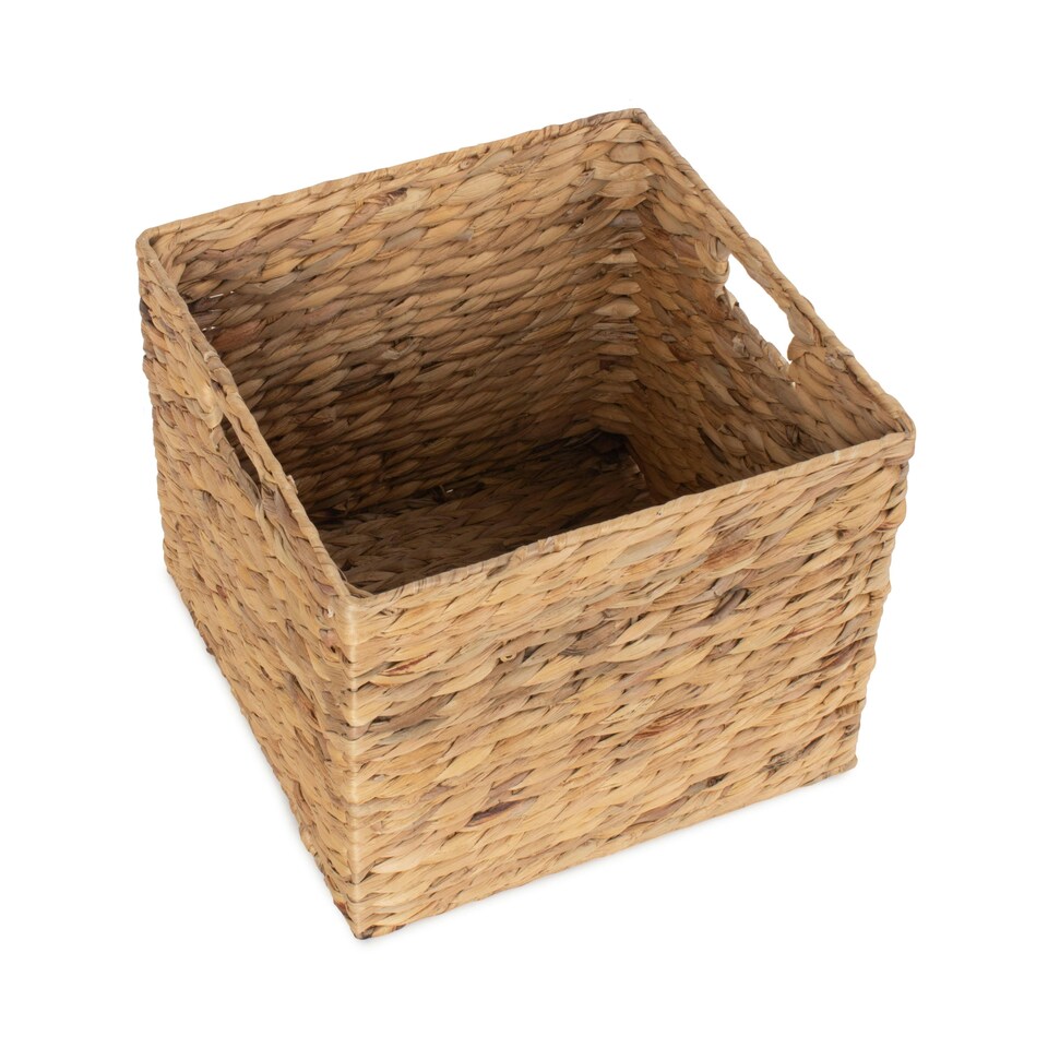 image 1 of Large Water Hyacinth Square Storage Basket | Brown | Brown | L