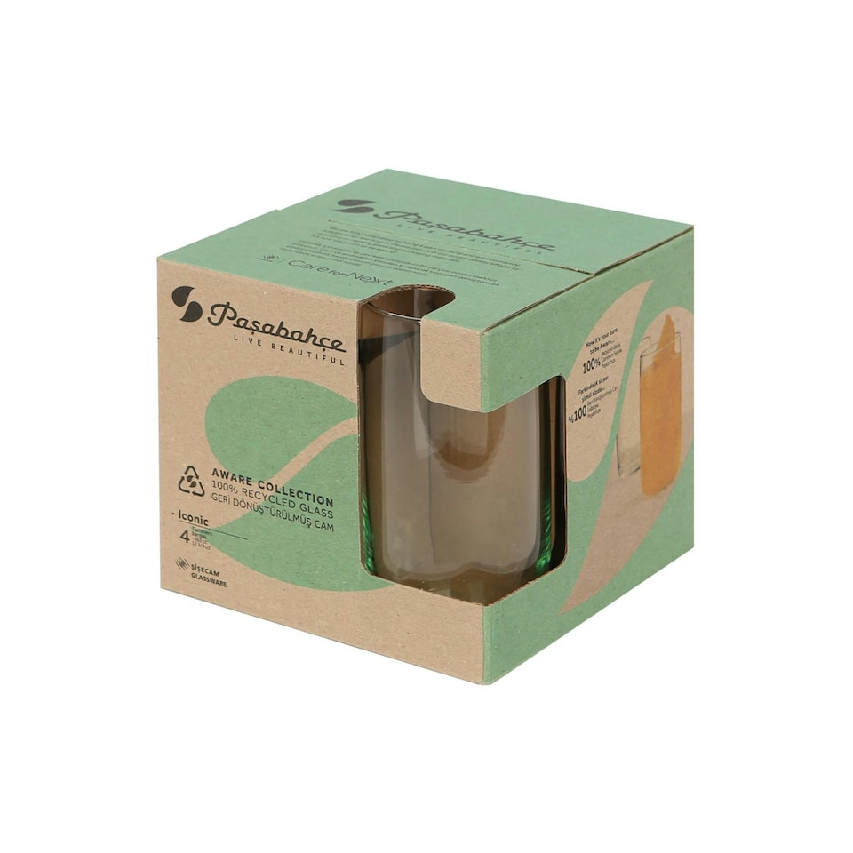 image 1 of Pasabahce Aware Iconic Recycled Highball Glasses - 365ml - Green - Pack of 4