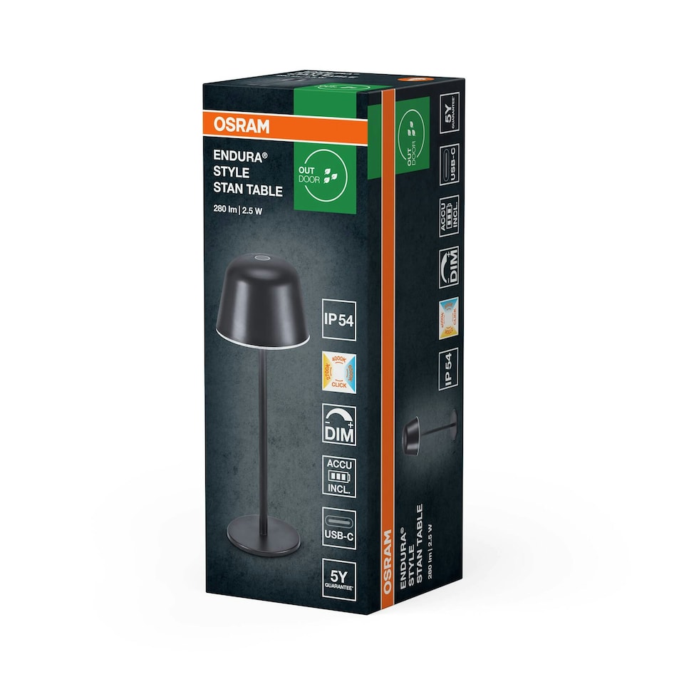image 1 of OSRAM ENDURA Style Table Outdoor Light 2.5W 200lm Grey Black