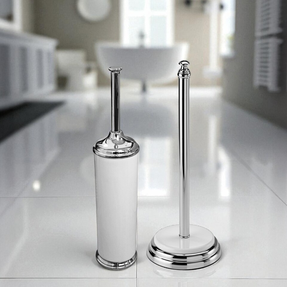image 1 of Showerdrape Opera 2 Piece Bathroom Accessory Set Spare Roll Holder & Toilet Brush